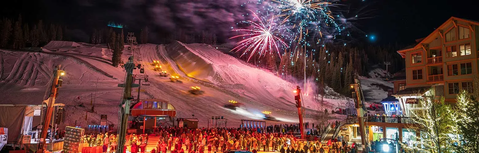 Winter event with fireworks