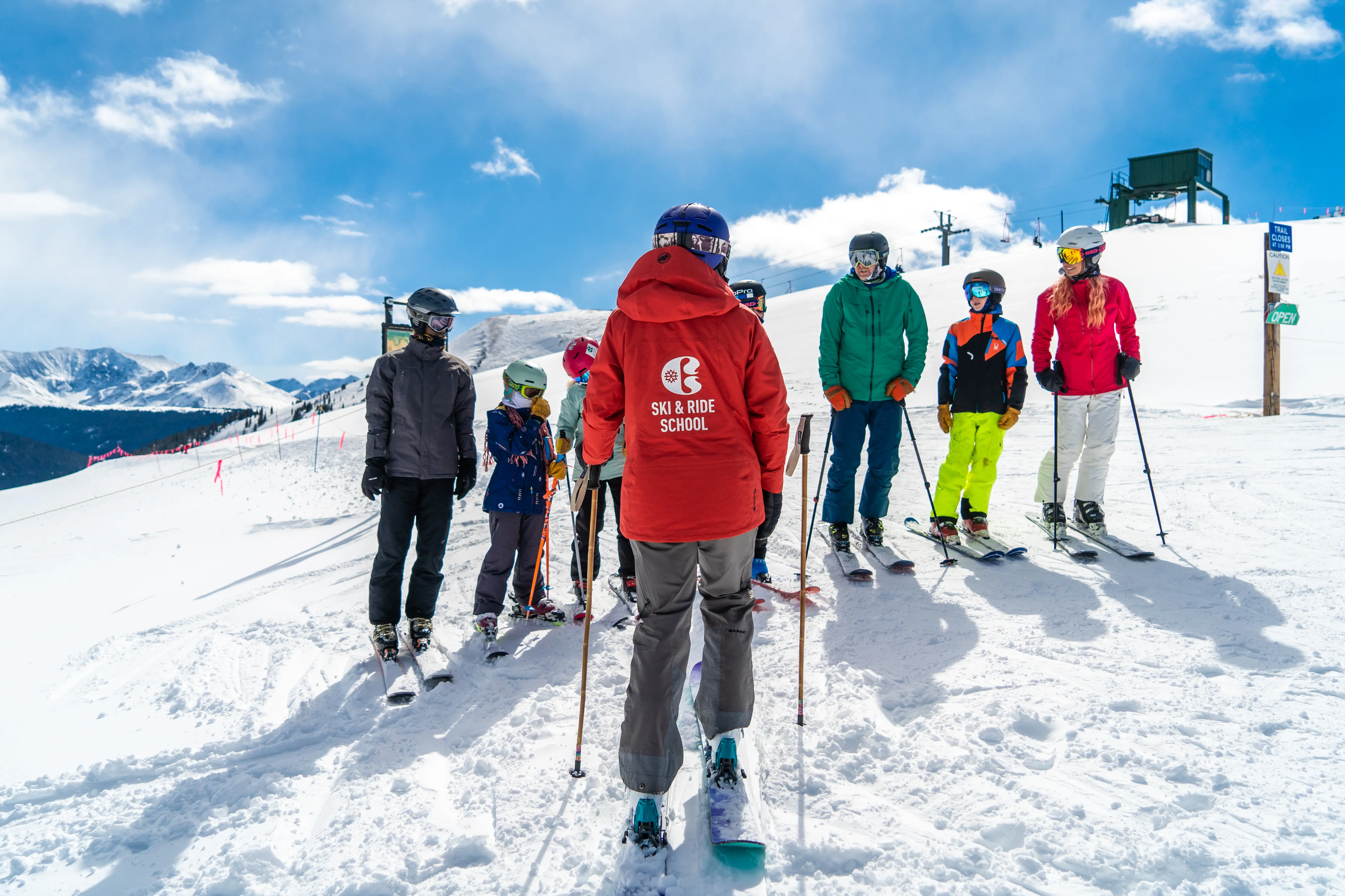 group ski lesson with instructor