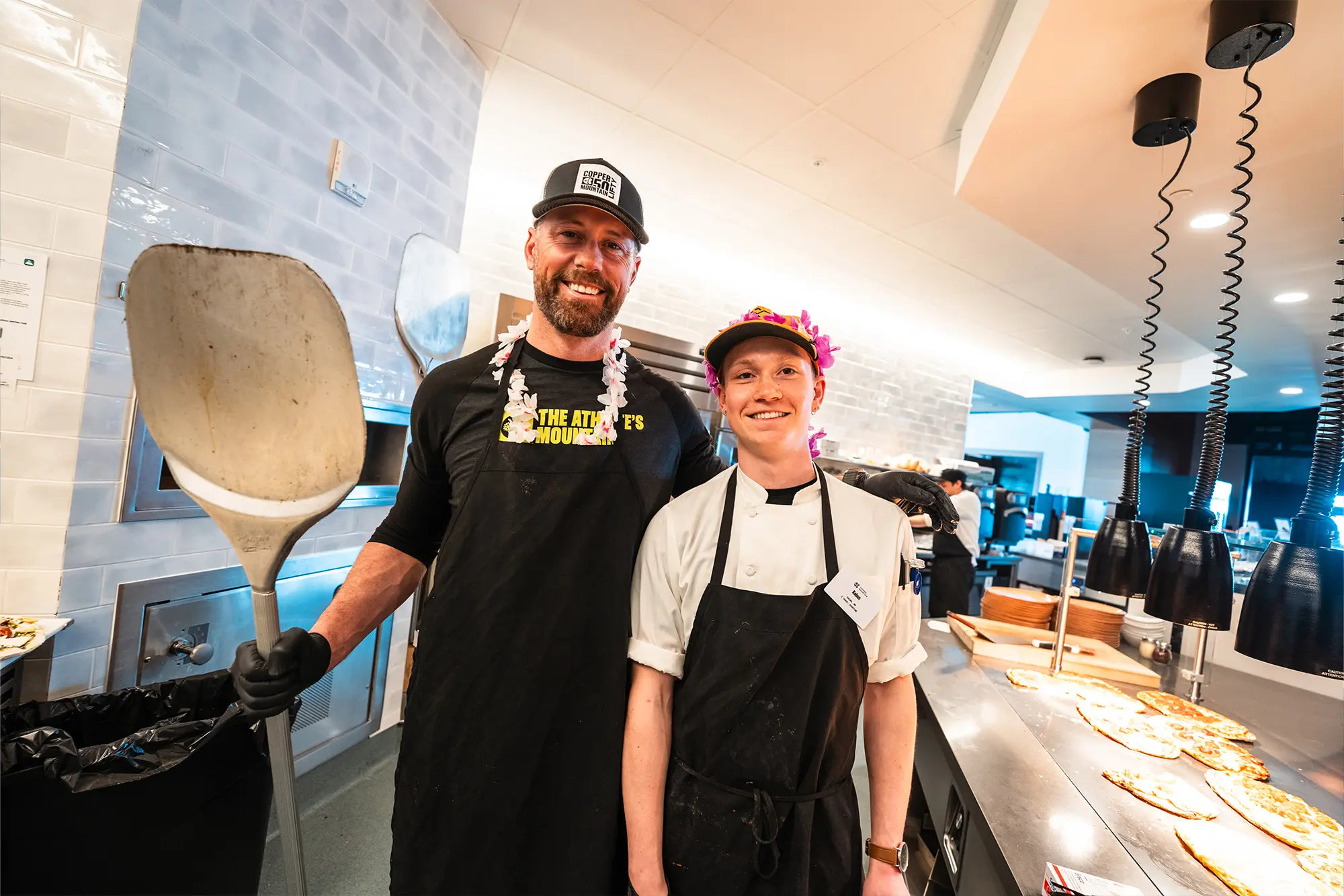 President & cook at Aerie pizza station