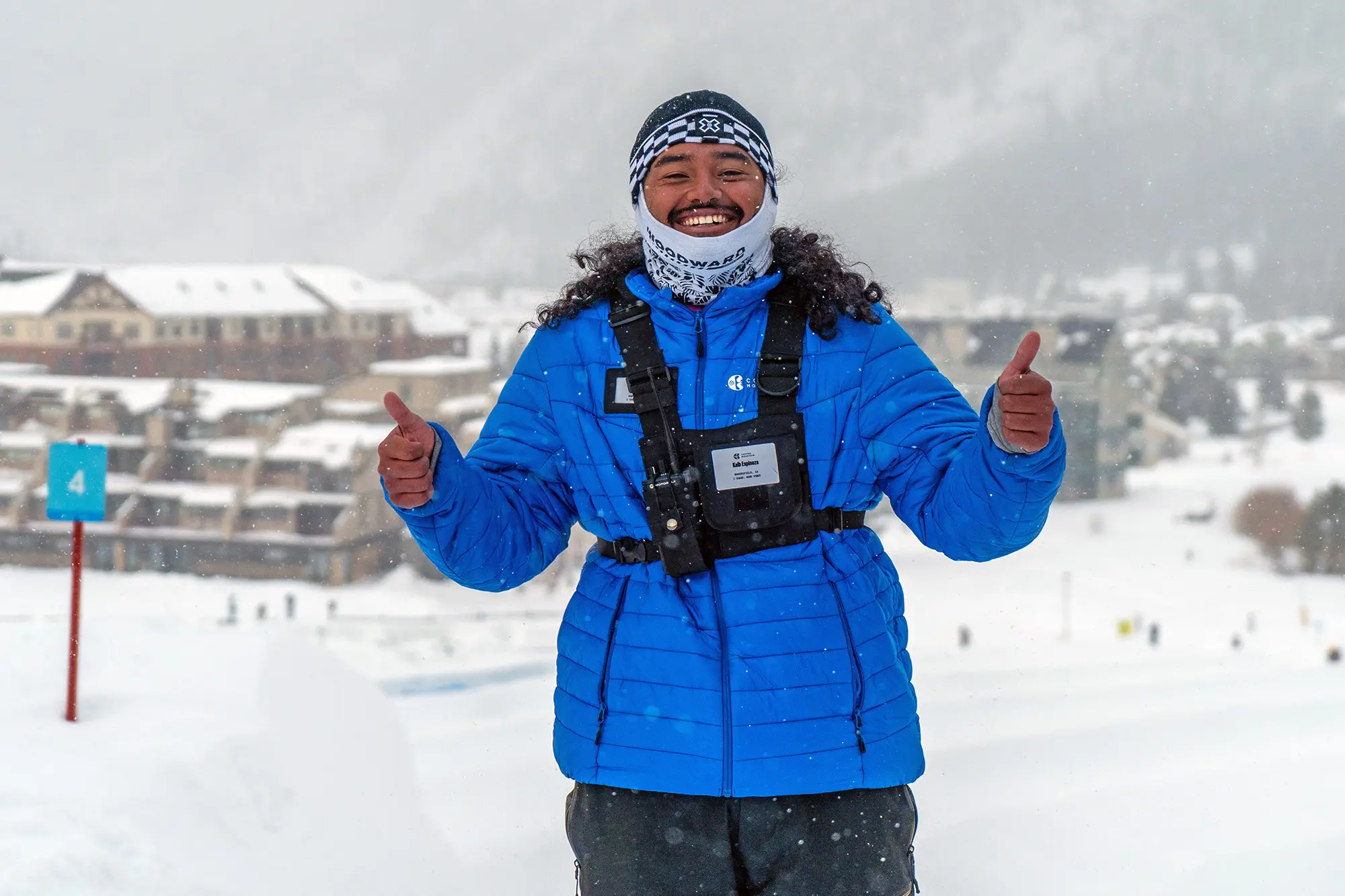 tubing employee on a snowy day