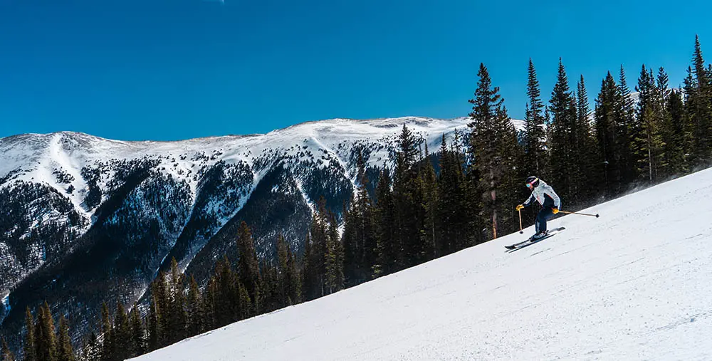 skiing on the east side on a bluebird day