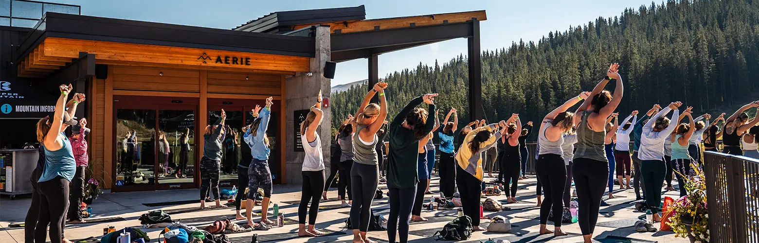 yoga on the Aerie deck at UP fest