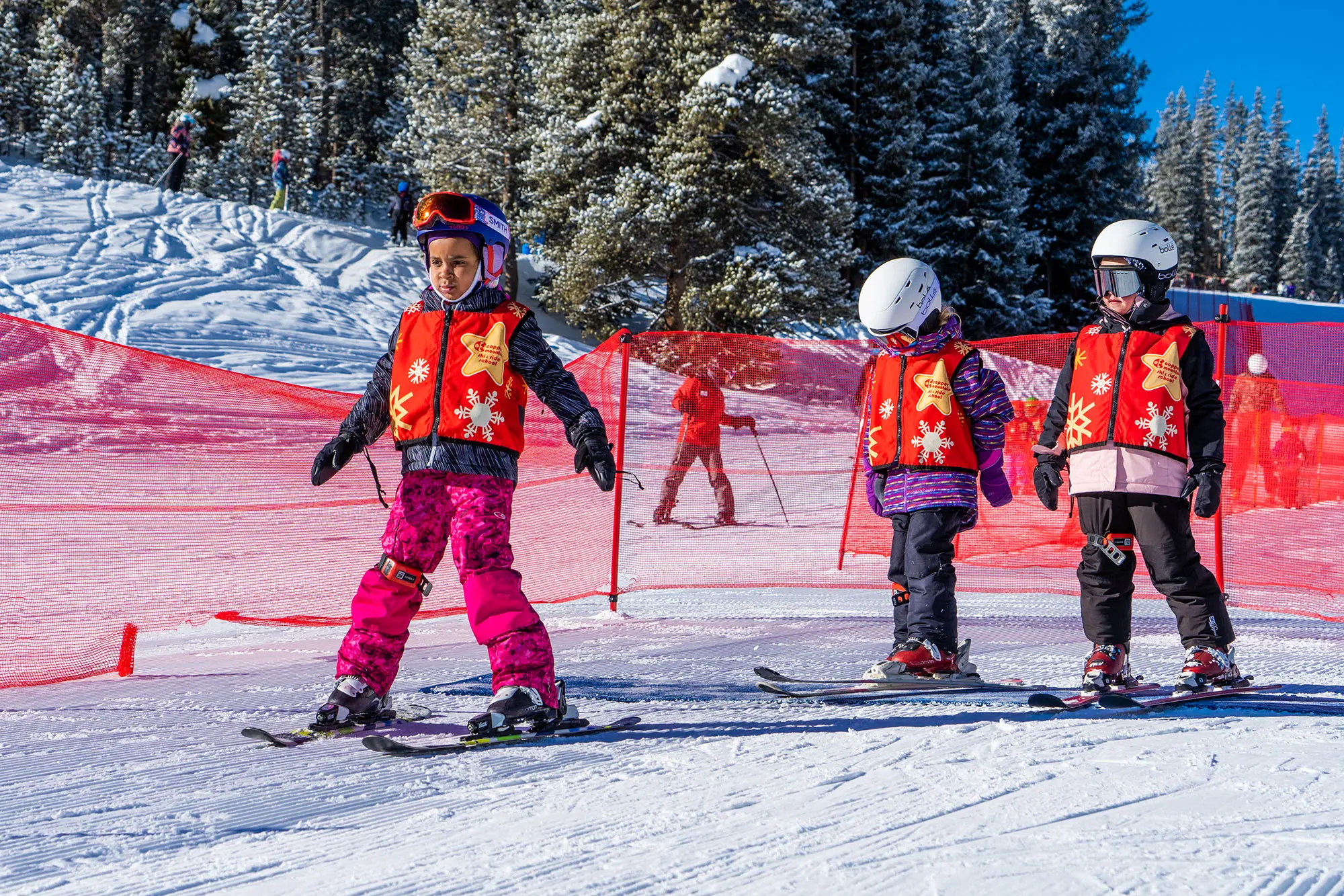 young students learning to ski in the trailblazers program
