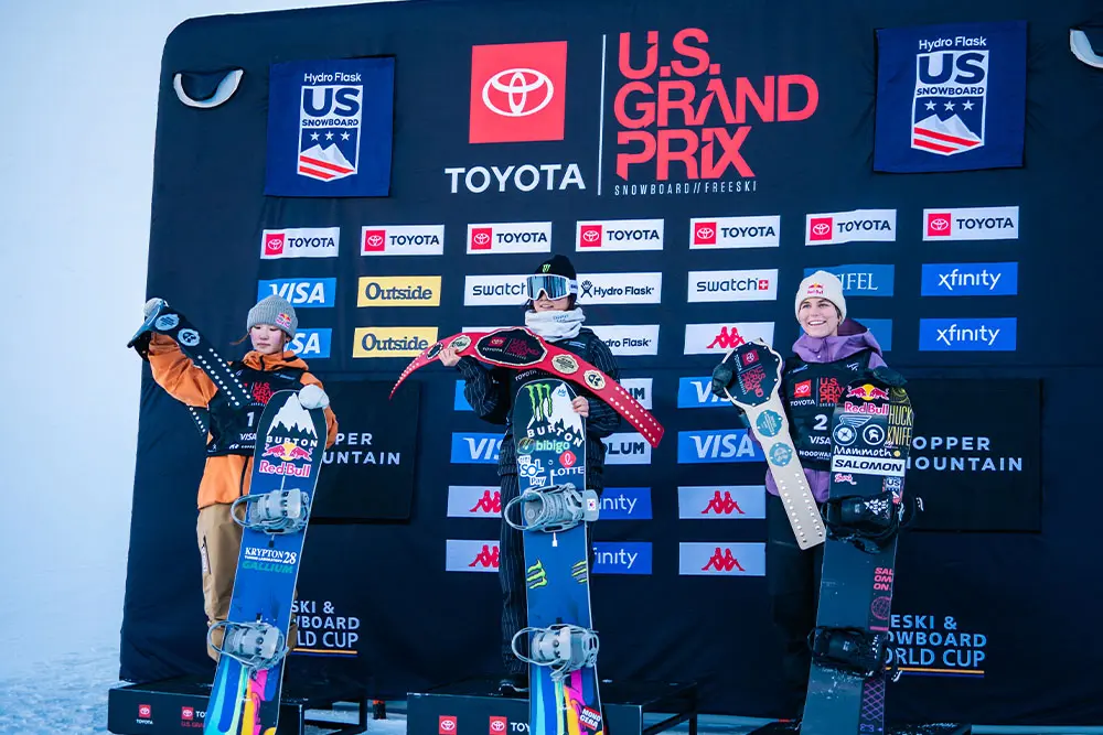 Grand Prix women's snowboard podium