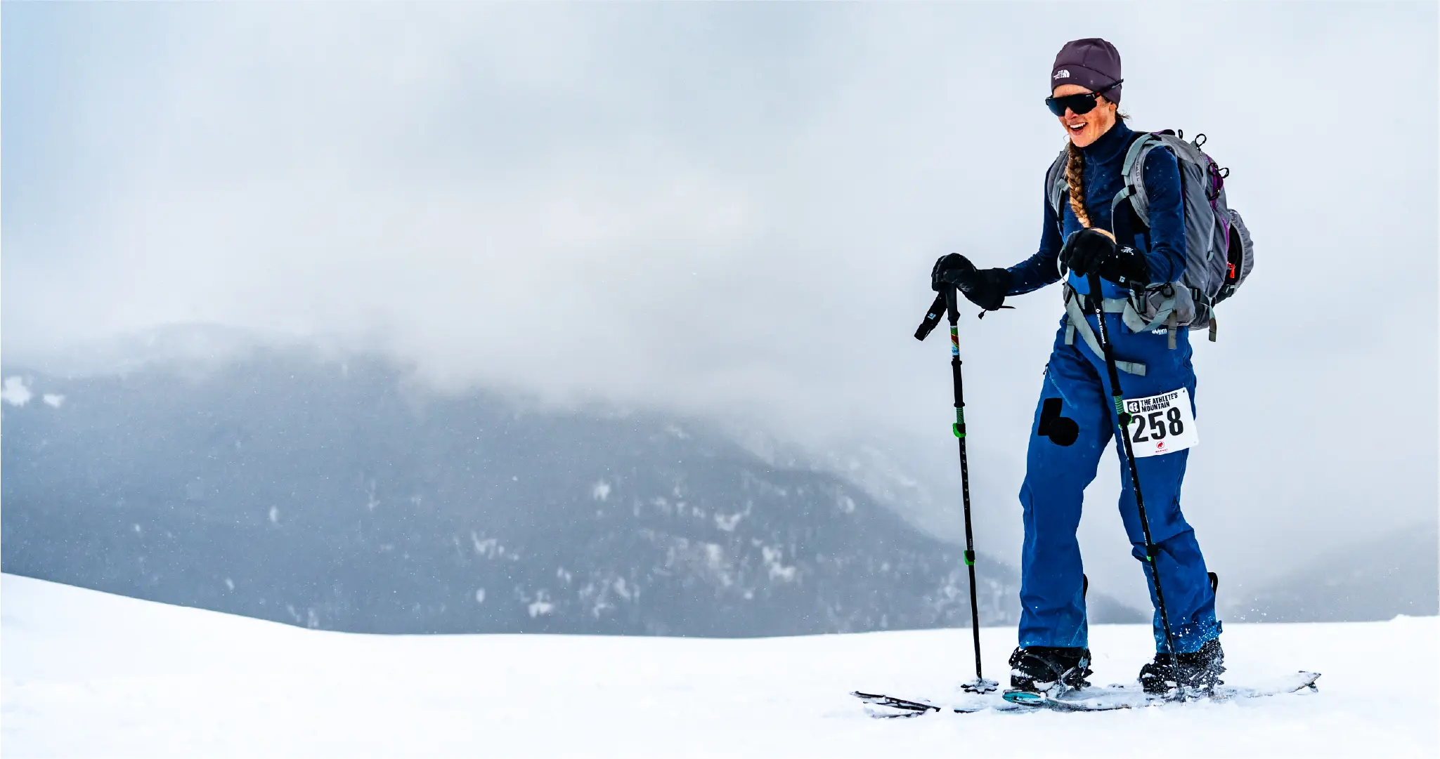 splitboarder racing in the uphill race series presented by mammut