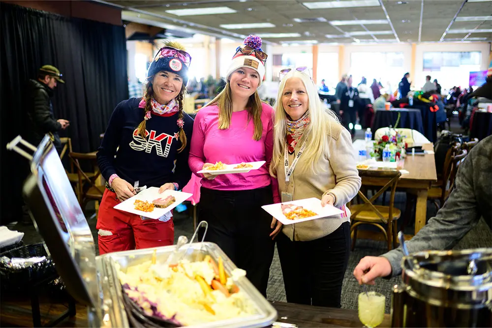 friends with food in the vip lounge